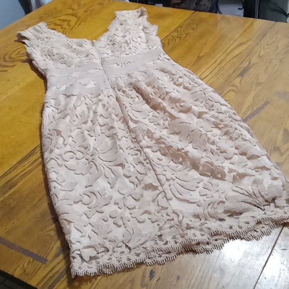 Tadashi Shoji Womens Dress 2 Preowned LACE CREAM BEIGE Cocktail Party Holiday - Picture 4 of 11